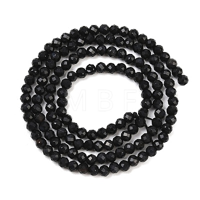 Natural Dyed & Heated Black Onyx Beads Strands G-A129-3mm-25-1