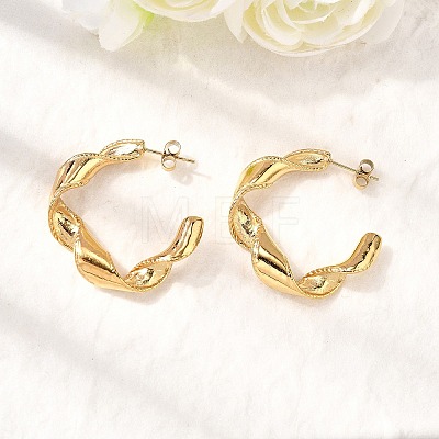 304 Stainless Steel Twist C-Shaped Stud Earrings EJEW-A139-01G-1