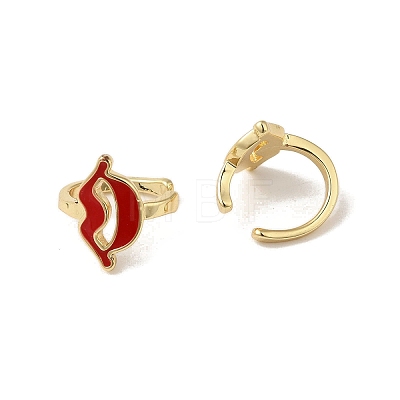 Rack Plating Brass Enamel Lip Cuff Earrings for Women EJEW-C097-22G-1