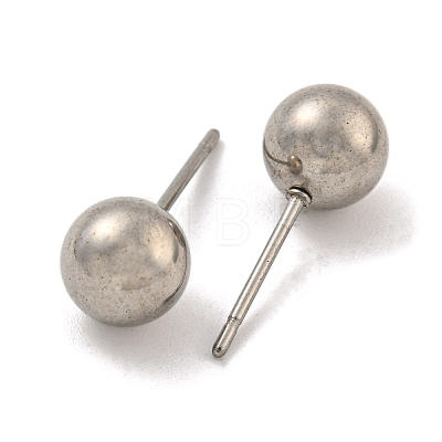 304 Stainless Steel with 201 Stainless Steel Smooth Round Ball Stud Earring Findings STAS-O004-08E-P-1