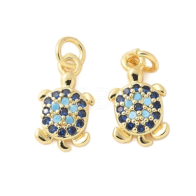 Brass Micro Pave Cubic Zirconia Charms KK-U056-44G-1