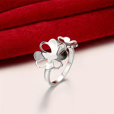 Romantic Valentine's Day Flower Brass Finger Rings RJEW-BB00397-02-1