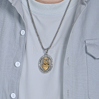 304 Stainless Steel Sacred Heart of Jesus Pendant Box Chain Necklaces for Men FS-WG81DA6-02-1