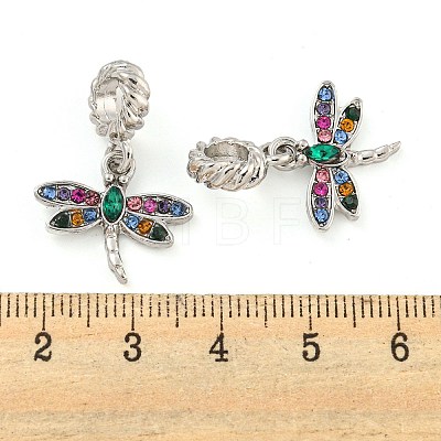 Rack Plating Alloy Pave Colorful Rhinestone Insect European Dangle Charms FIND-B034-14P-02-1