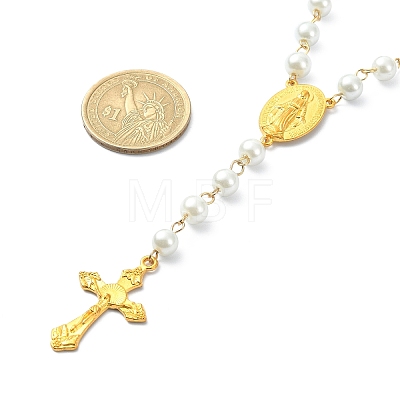 Glass Pearl Rosary Bead Necklaces NJEW-JN04340-1