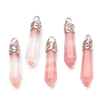 Bullet Cherry Quartz Glass Pointed Pendants G-E332-C30-1