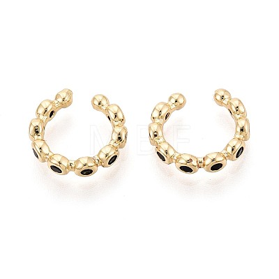 Brass Pave Cubic Zirconia Cuff Earrings EJEW-T049-03A-G-1