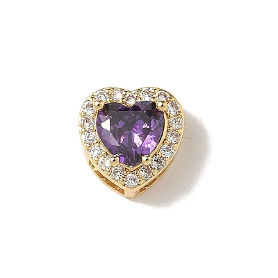 Brass Micro Pave Cubic Zirconia Beads KK-I276-46G-02-1