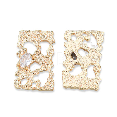 Brass Pave Clear Cubic Zirconia Pendants KK-N232-472LG-1