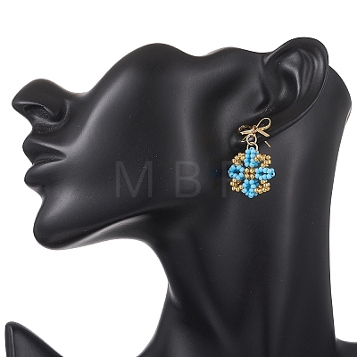 Glass Seed Beads Dangle Stud Earrings EJEW-MZ00702-02-1