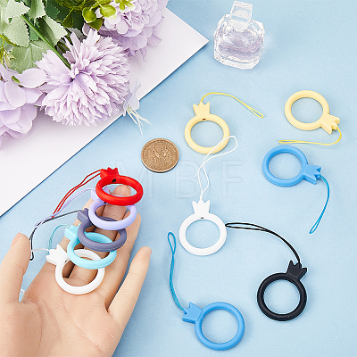 Gorgecraft 16Pcs 8 Colors Silicone Mobile Phone Finger Rings AJEW-GF0008-54-1