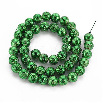 Electroplated Natural Lava Rock Beads Strands G-T098-01C-02-1