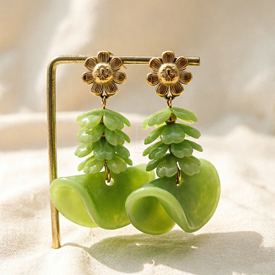 304 Stainless Steel & Acrylic Dangle Stud Earrings for Women WG52DC4-01-1