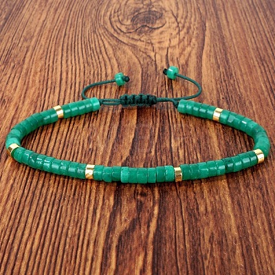 Dyed Natural White Jade Heishi Beads Adjustable Braided Bracelets for Men Women BX7041-8-1