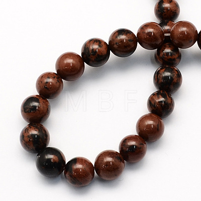 Natural Mahogany Obsidian Round Beads Strands X-G-S163-6mm-1