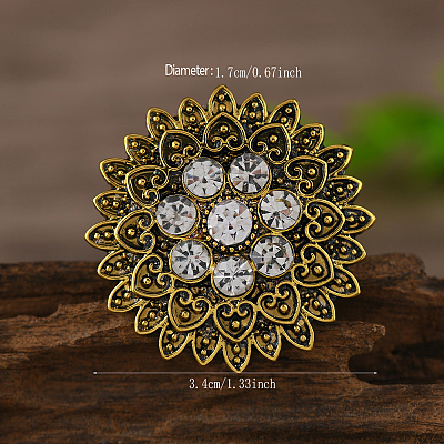 Vintage Flower Middle Eastern Style Zinc Alloy with Rhinestone Finger Rings TH0297-1-1