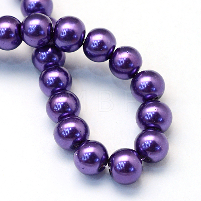 Baking Painted Pearlized Glass Pearl Round Bead Strands HY-Q003-6mm-76-1
