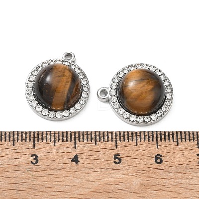304 Stainless Steel & Natural Tiger Eye Pendants SA-CBA11D7-04P-1