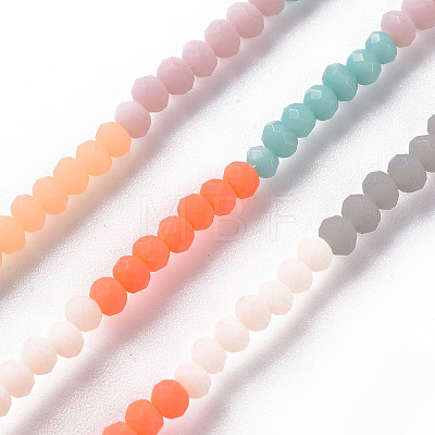 Opaque 7 Colors Frosted Glass Beads Strands FGLA-T002-02A-A01-1