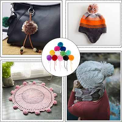 12Pcs 12 Colors DIY Craft Polyester Pom Pom Ball AJEW-CY0002-94-1