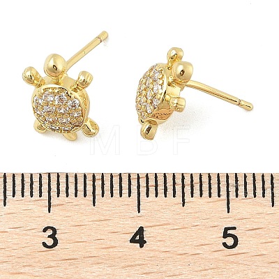 Brass Micro Pave Clear Cubic Zirconia Stud Earrings EJEW-R016-26G-03-1