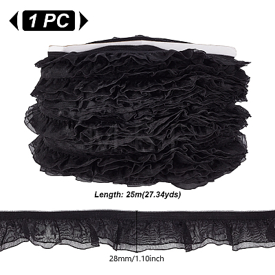 Polyester Pleated Elastic Lace Trim DIY-WH0656-82B-1