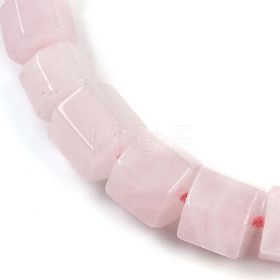 Natural Rose Quartz Hexagon Prism Graduated Beaded Necklaces for Women Men NJEW-K388-03R-1