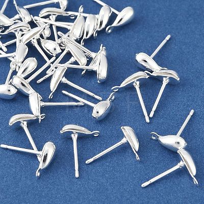 Teardrop Brass Stud Earring Findings KK-H258-12S-1