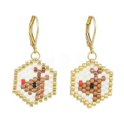 Christmas 304 Stainless Steel with Glass Cylinder Seed Beads Dangle Earrings EJEW-MZ00819-1