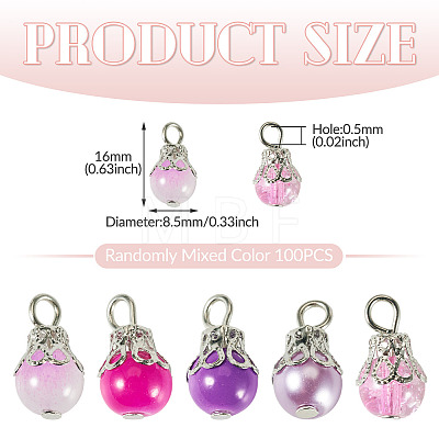 100Pcs Mixed Styles Glass Pendants PALLOY-TADJ00010-1