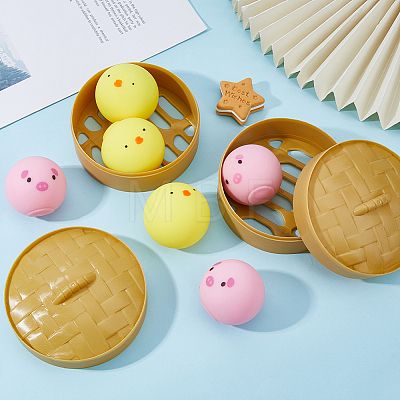 DELORIGIN 2 Sets 2 Colors TPR Imitation Steamed Stuffed Bun Stress Toy AJEW-DR0001-38-1