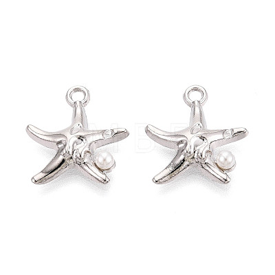 Rack Plating Alloy & Imitation Pearl Pendants ENAM-T024-04P-1