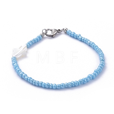 Glass Seed Bead Beaded Bracelets BJEW-JB05255-1