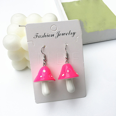Alloy & Resin Mushroom Dangle Earrings FS-WGBD217-03-1