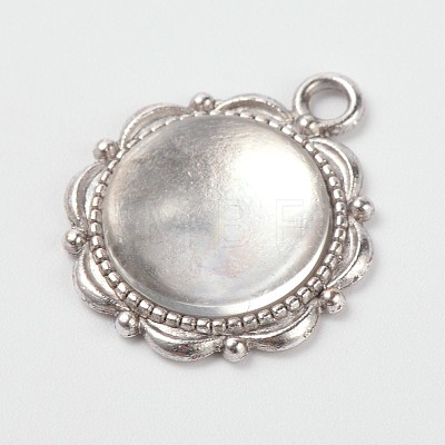 Flower Alloy Pendant Cabochon Settings and Half Round/Dome Clear Glass Cabochons DIY-X0221-AS-FF-1