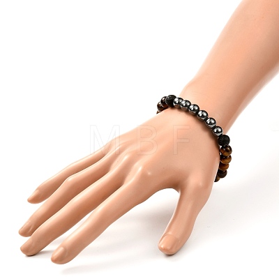 Natural & Synthetic Gemstone Stretch Bracelets Set BJEW-JB07030-02-1