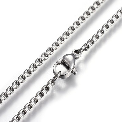 Non-Tarnish 304 Stainless Steel Box Chain Necklaces X-NJEW-O110-05D-P-1