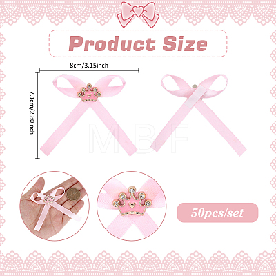 50Pcs Crown with Bowknot Alloy Polyester Single Face Satin Ribbon Garment Accessories JEWB-PH01301-1
