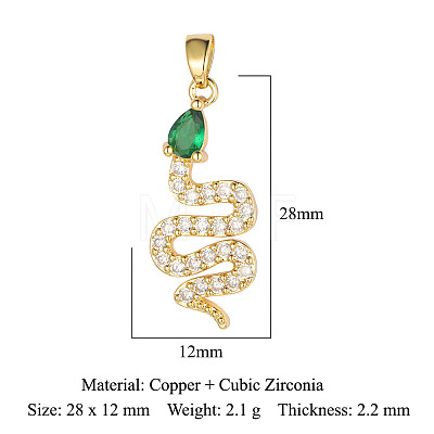 Brass Micro Pave Cubic Zirconia Pendants ZIRC-ZIRC-OY001-24-G-1