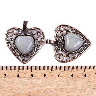 Natural Labradorite Peach Love Heart Pendants G-G158-01-12-1