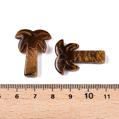 Natural Tiger Eye Coconut Tree Pendants G-N342-02C-1