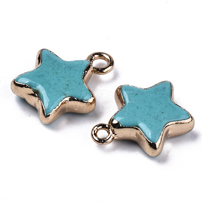 Star Synthetic Turquoise Pendants G-N326-69C-01-1