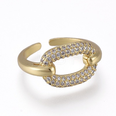 Brass Micro Pave Cubic Zirconia Cuff Rings RJEW-K232-08G-02-1