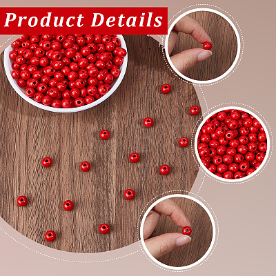 Spray Painted Round Natural Schima Wood Beads WOOD-PA0001-81A-01-1