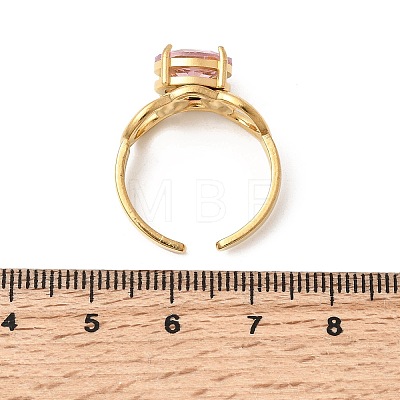 Brass Micro Pave Glass Cuff Rings for Women LS-RJEW-K312-05G-1