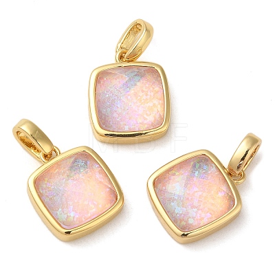 Rack Plating Brass with Synthetic Opal Pendants KK-S370-07G-1