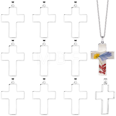 12Pcs 304 Stainless Steel Open Back Bezel Pendants PALLOY-BBC00013-1