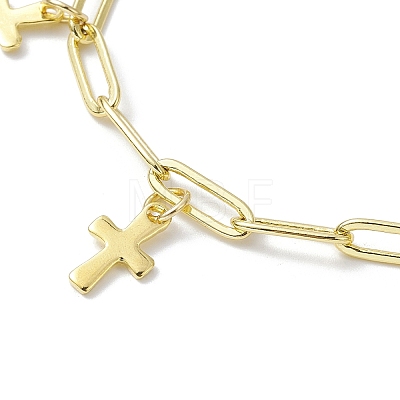 Golden 304 Stainless Steel Charm Bracelets with Brass Paperclip Chains BJEW-JB10031-03-1