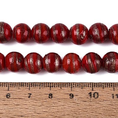 Handmade Gold Sand Lampwork Beads Strands LAMP-Q041-10C-1