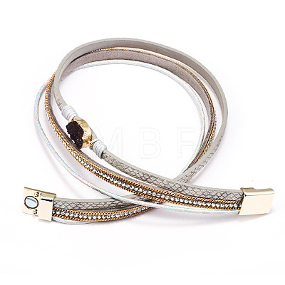 Two Loops PU Leather Warp Bracelets BJEW-P240-N01-1